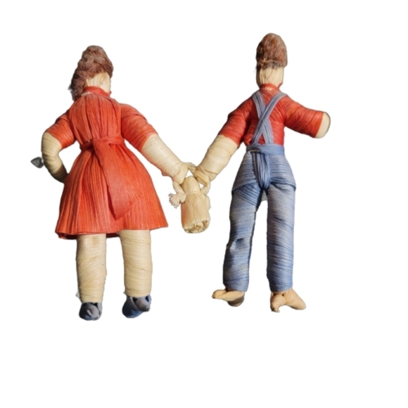 CORN HUSK Vintage handmade corn husk group family 5. hand crafted - Picture 14 of 15